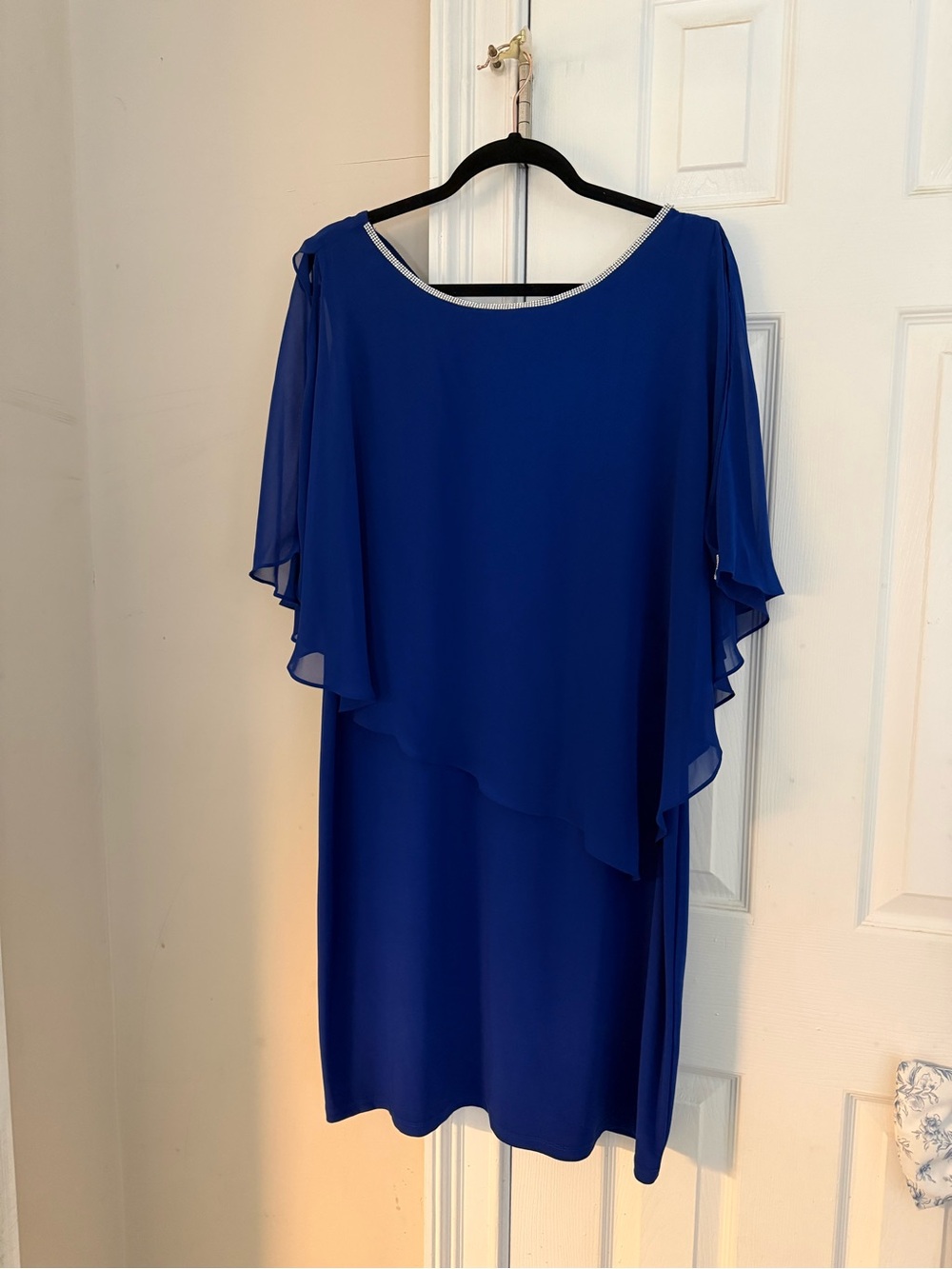 MSK Royal Blue Asymmetric Chiffon Midi Dress